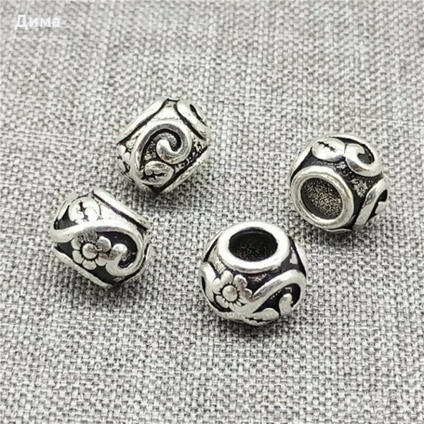 Талисмани от 925 Стерлингово Сребро тип Пандора - Flower Vine - 8 мм - За Бижута, Нови, снимка 1