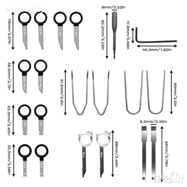 Комплект инструменти за демонтаж на радио, мултимедии 20 части, снимка 1