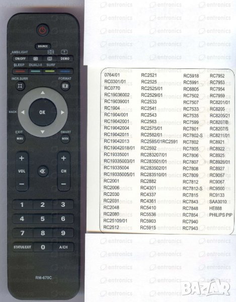 Универсално Дистанционно за телевизор за Philips RM-670C, снимка 1