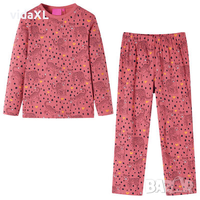 Детска пижама с дълъг ръкав, старо розово, 128（SKU:13762, снимка 1 - Детски пижами - 44852658