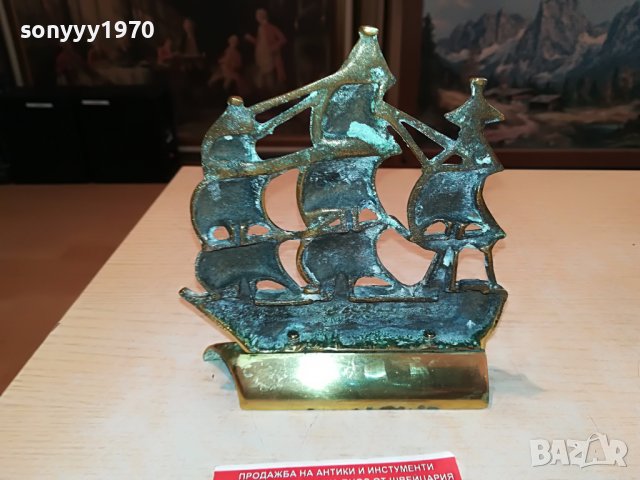 КОРАБ ОТ АНГЛИЯ-МЕД/МЕСИНГ 2305221818, снимка 5 - Антикварни и старинни предмети - 36853838