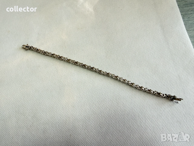 Дизайнерска сребърна гривна с 18 циркона. №7754, снимка 8 - Гривни - 52814694