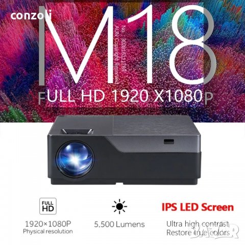 AUN Full HD проектор с 1920x1080P резолюция , снимка 3 - Плейъри, домашно кино, прожектори - 27342347