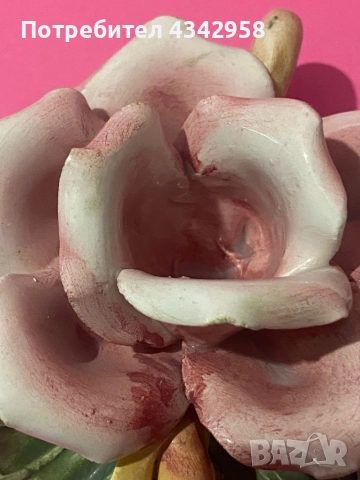  Винтидж порцеланова роза.Италия.(1970-1990), снимка 6 - Антикварни и старинни предмети - 52508548