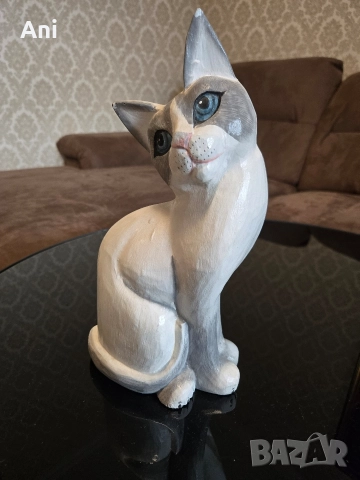 Статуетка "Бяло коте", снимка 2 - Статуетки - 52728660