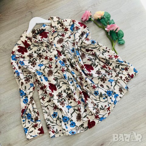 Дамска риза Zara с принт на цветя овърсайз, oversized флорална Зара oversize р. S/M/L, снимка 10 - Ризи - 43197548