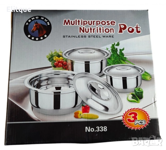 Комплект купи с капак в различни размери от неръждаема стомана - 3 бр., снимка 11 - Други - 52743925