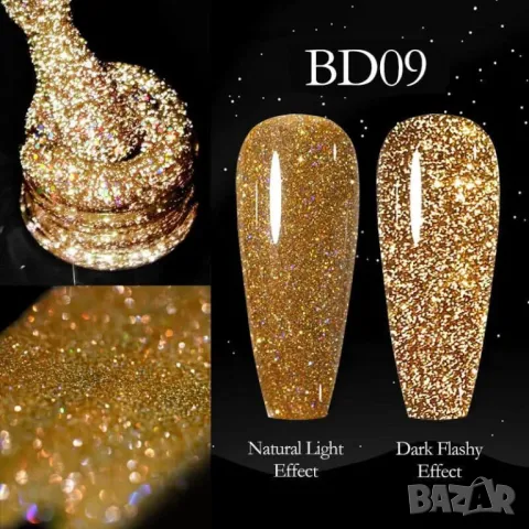 Venalisa светещ блестящ гел лак неон / серия Reflective Glitter, снимка 6 - Продукти за маникюр - 37255522