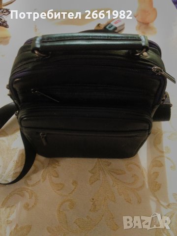 Мъжка кожена черна чантичка от естествена кожа, снимка 3 - Портфейли, портмонета - 28753851