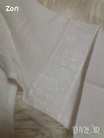 УНИКАЛНО КРАСИВА бяла риза с V-образно деколте с пайети и синци в бохо стил, снимка 4 - Ризи - 38778346