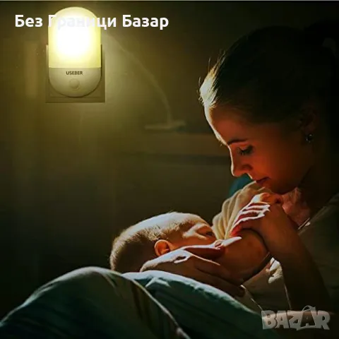 Нови 2 броя Детска нощна лампа с автоматичен сензор – енергоспестяваща, снимка 4 - Лампи за стена - 48782130