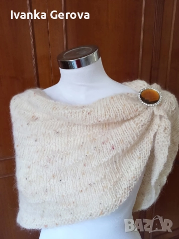 Елегантна наметка,ръчно плетена от вълна и мохер