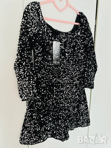 Разпродажба Елегантен официален парти гащеризон с пайети пайетен кадифе къс крачол дълъг ръкав, снимка 2 - Гащеризони - 52881567