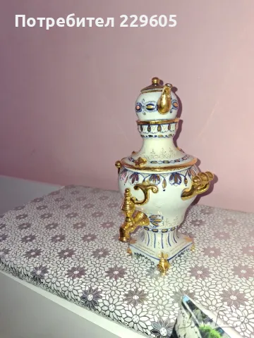 Gzhel голям декоративен руски порцеланов самовар Гжель/СССР Русия 27см, снимка 3 - Колекции - 49180497