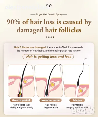 Спрей масло за бърз растеж на косата с джинджифил PURC за лечение и против косопад 30 ml, снимка 4 - Продукти за коса - 48267955