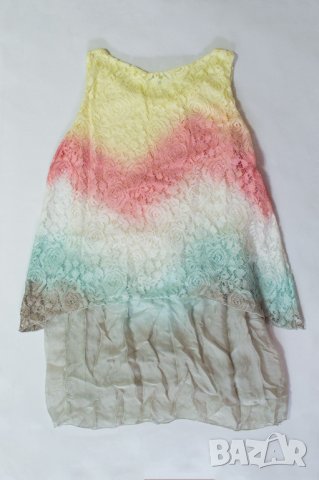 Лятна къса рокля в жълт и розов цвят марка Maïyssa - M, снимка 2 - Рокли - 38436697