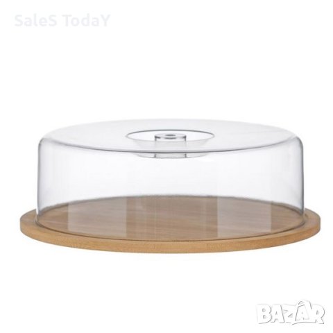 Кутия за торта, Бамбукова форма за торта, кекс с прозрачен капак Ø28см, снимка 3 - Форми - 43942011