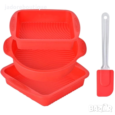 4 части/ к-кт Силиконови форми за печене и шпатула, снимка 2 - Форми - 52026166