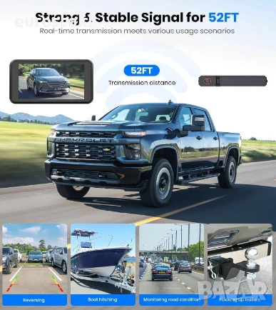 AUTO-VOX комплект соларна камера за заден ход с монитор, монитор 5 инча безжична HD камера , снимка 6 - Аксесоари и консумативи - 51291471