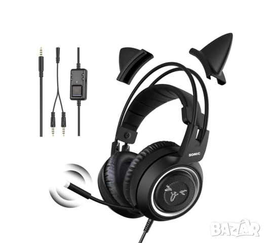 SOMIC Стерео Геймърски Слушалки с Микрофон за PS4, PS5, Xbox One, PC, Телефон, 3.5MM жак