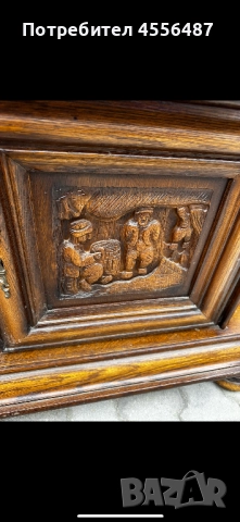 Антикварен масивен бюфет с ръчна дърворезба – около 1875.г, снимка 9 - Бюфети - 52675030