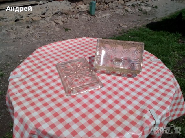 Стара стъклена купа,кутия за масло #3, снимка 5 - Други ценни предмети - 28593163