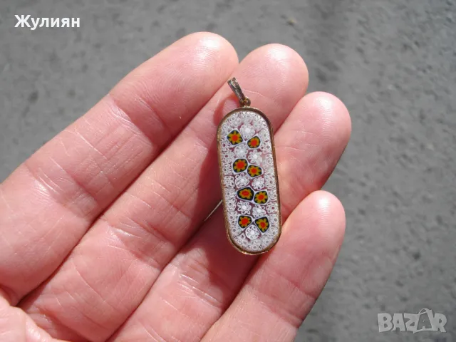 СТАРА ВИСУЛКА МУРАНО СЪС СРЕБЪРЕН ПОЗЛАТЕН ОБКОВ , снимка 2 - Антикварни и старинни предмети - 47728625