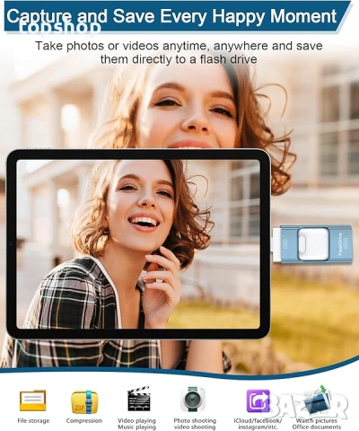 4-в-1 USB Флашка 512GB – Универсална памет за iPhone, Android и PC , снимка 5 - Твърди дискове - 53390297