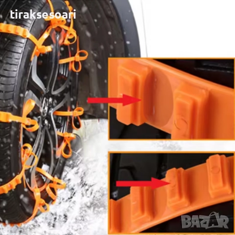 Вериги PVC – 10 броя комплект универсални противохлъзгащи вериги за сняг и лед, снимка 3 - Аксесоари и консумативи - 51888733