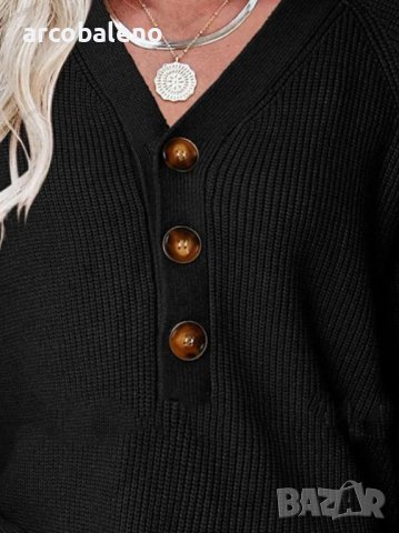Дамски ежедневен моден плетен пуловер с V-образно деколте, 5цвята - 023, снимка 6 - Блузи с дълъг ръкав и пуловери - 39728515