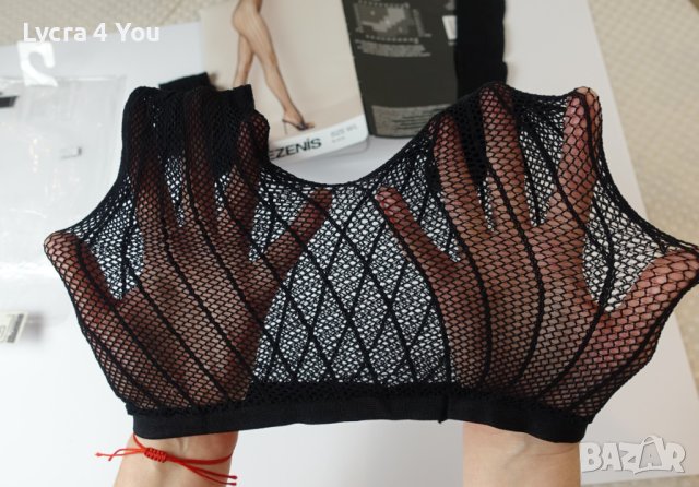 S/M нов черен дамски чорапогащник ситна мрежа с вертикални черни ръбове, снимка 8 - Бельо - 43792901