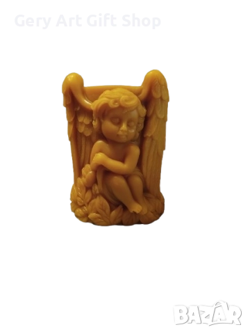 Свещ от натурален пчелен восък с памучен фитил - Ангелче