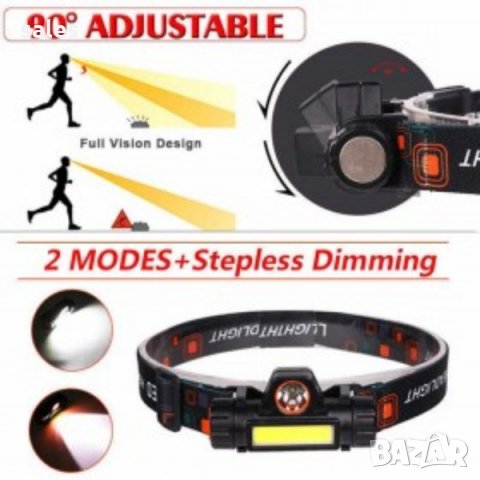 Акумулаторен LED челник фенер за глава, бягане, планина, лов, риболов