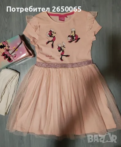 Детски комплект рокля Minnie Mouse 128см.с чанта и чорп./3 части!, снимка 4 - Детски комплекти - 48357076