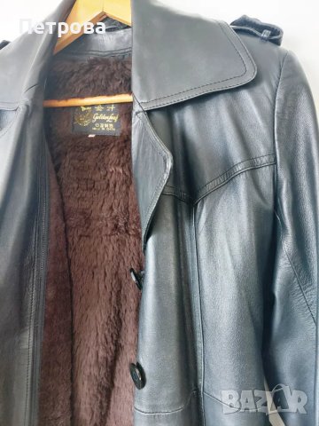 Кожено манто, от телешки бокс, с топла подплата, снимка 2 - Палта, манта - 49777990