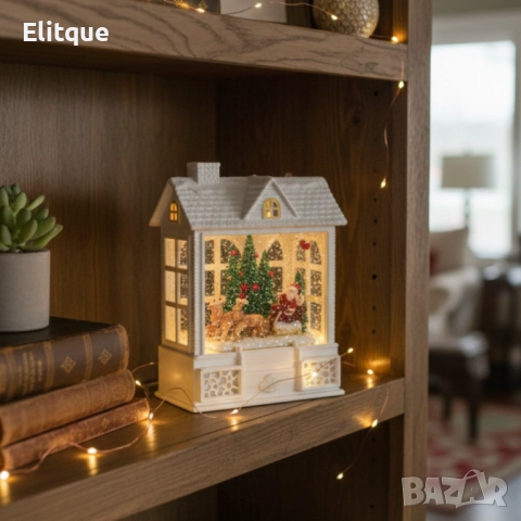 Снежна Коледна къщичка с Дядо Коледа – Идеален празничен акцент