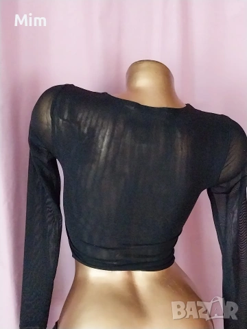 XS/S Черен топ с дълъг ръкав , снимка 5 - Корсети, бюстиета, топове - 53587927