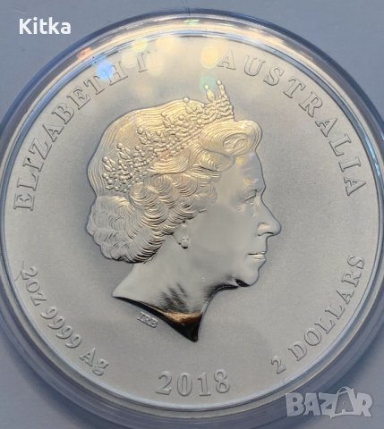 2 oz Лунар 2018 г. - UNC, снимка 2 - Нумизматика и бонистика - 42993203