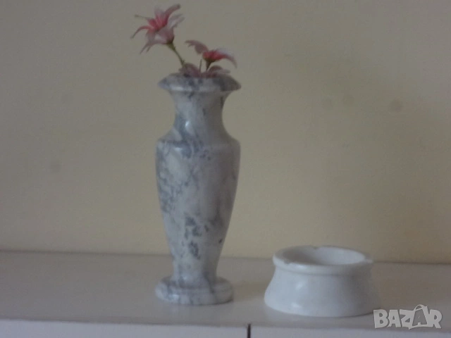 Мраморна ваза + пепелник, снимка 7 - Вази - 53386196