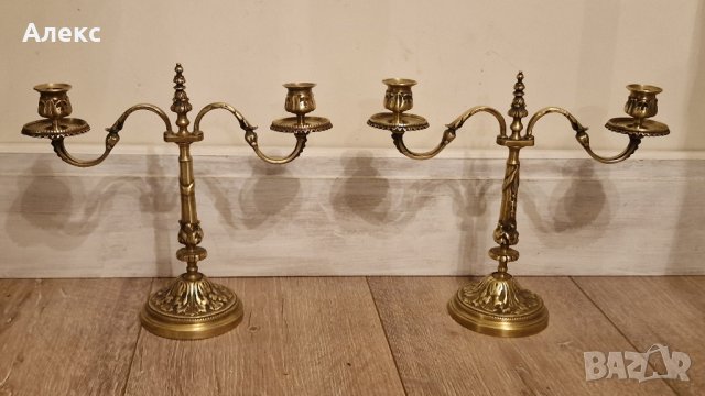 Масивни Френски свещници, Месинг, 2.4кг