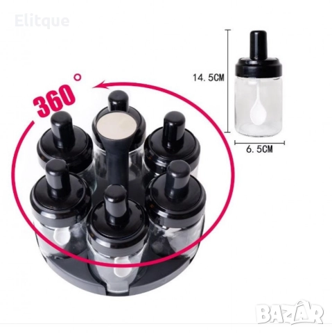 Комплект от 6 контейнера за подправки, с въртяща се опора на 360 градуса, снимка 7 - Други - 52902262