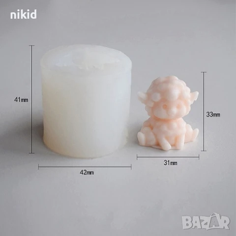 3D малко седнало агне агънце овца силиконов молд форма фондан шоколад гипс смола свещ сапун декор