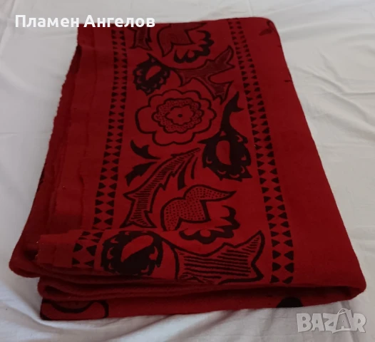 Ръчно тъкано и щамповано, вълнено одеало, снимка 3 - Антикварни и старинни предмети - 50999824