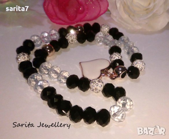 Романтичен комплект от колие, гривна и обеци с бяло сърчице, снимка 8 - Бижутерийни комплекти - 15225120