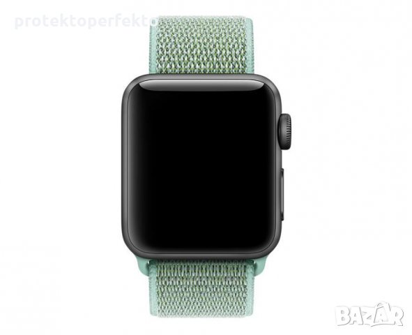 Текстилна каишка band за Apple Watch 7,6, 5, 4, 3 - велкро  sea/ зелен цвят, снимка 2 - Смарт часовници - 32357007