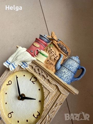 Vintage часовник с котки от полирезина, снимка 2 - Стенни часовници - 52120075