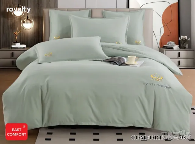 Луксозен комплект с бродерия от 100% памук Различни цветове , снимка 2 - Спално бельо - 49045076