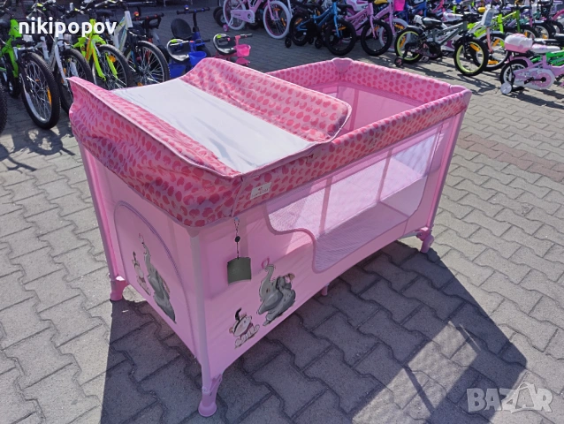 LORELLI Детска кошара на 2 нива с повивалник MOONLIGHT розов, снимка 2 - Кошарки - 53565231