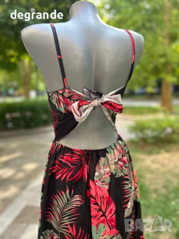 Дълга рокля с ефектен гръб Червена и Жълта