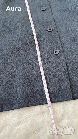 Grey button-front mini autumn skirt , снимка 4 - Поли - 51750965